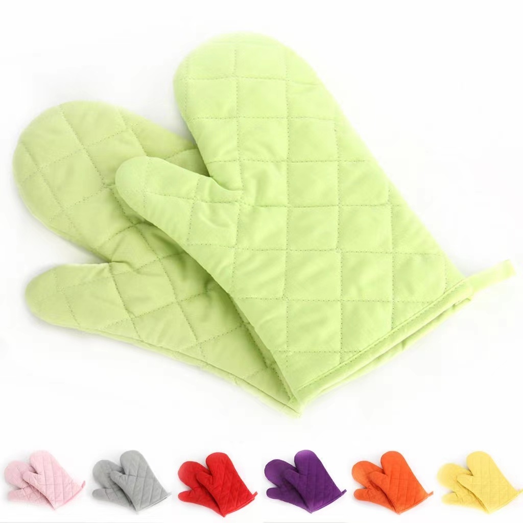 Multiple colors blank hot proof anti scalding kitchen oven mitts cotton linen oven gloves BBQ Gloves for woman