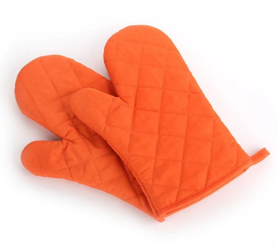 Multiple colors blank hot proof anti scalding kitchen oven mitts cotton linen oven gloves BBQ Gloves for woman