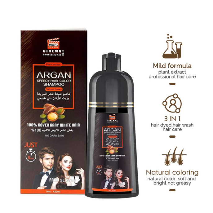 No PPD Herbal Non Allergic Hair Dye Shampoo Hair Color Shampoo Manufacturer Supply Natural Ammonia & PPD Free Black Permanent