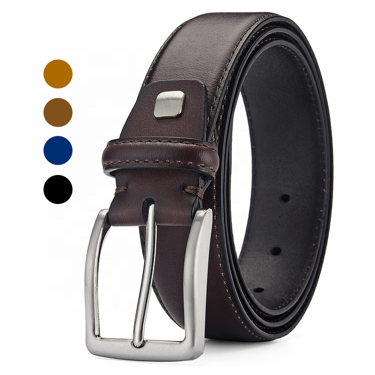 Factory OEM Luxury Alloy Metal Pin Buckle Belt Custom Classic Cowhide Genuine Leather Belts For Men