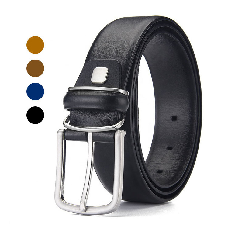 Factory OEM Luxury Alloy Metal Pin Buckle Belt Custom Classic Cowhide Genuine Leather Belts For Men