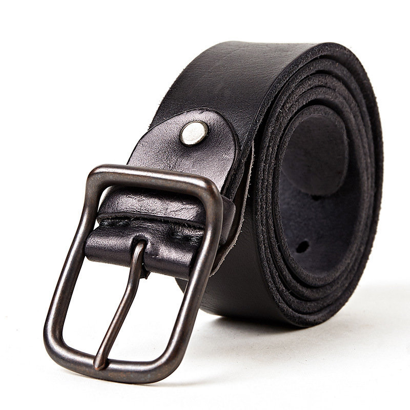 Factory Custom Cowhide Full Grain Genuine Leather Belt Handmade Vintage Alloy Design Men Belt