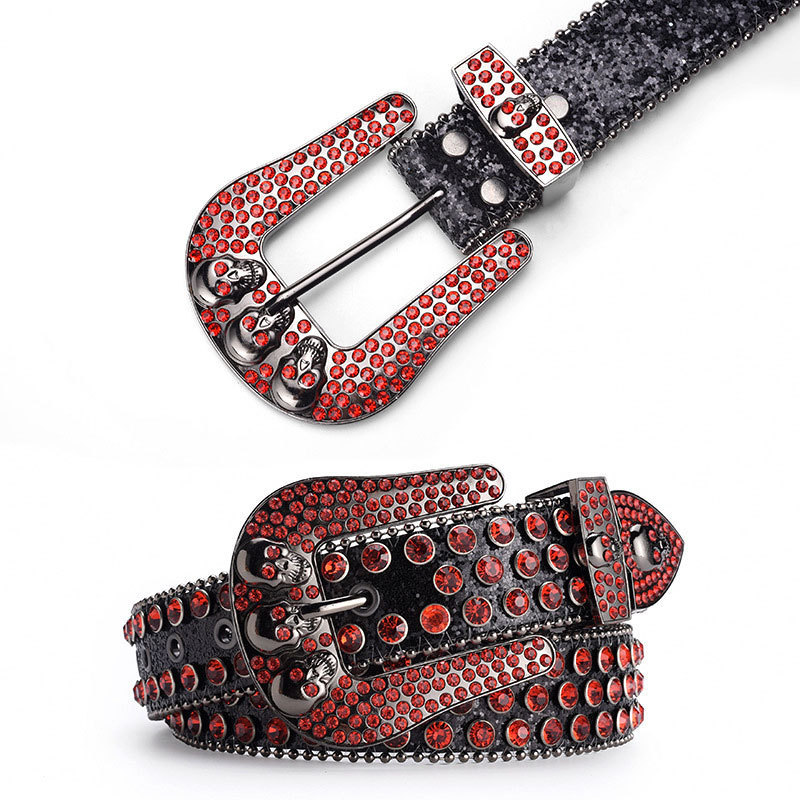 Women Men Fashion Designer Luxury Crystal Belt Western Cowboy Diamond BB Belt Shiny Buckle Studded Gemstone Rhinestone Belt Man