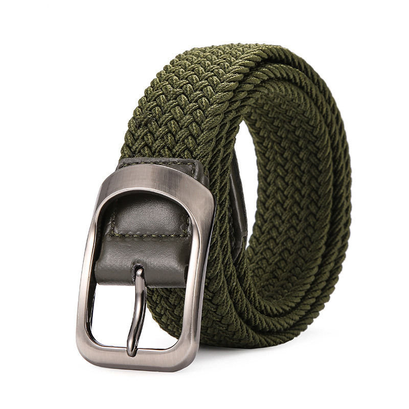 Custom Wholesale Knit Web Woven Belt Unisex Cotton Fabric Golf Belt Adjustable Women Men Stretch Elastic Braided Belt