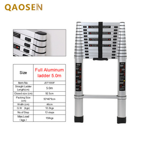 5.0M Full Aluminum Single Telescopic Ladder Warehouse Home Industry Ladder