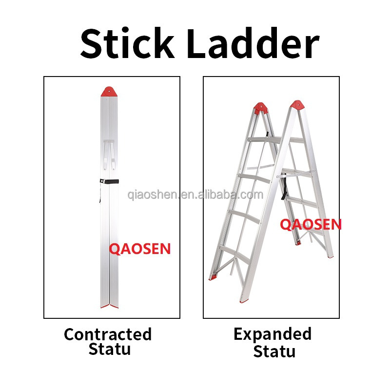 Stick Ladder Reachable Height Telesteps Folding Ladders Anti-Slip Pedal Aluminum Portable A Frame 3/4/5-Step Ladder Compact