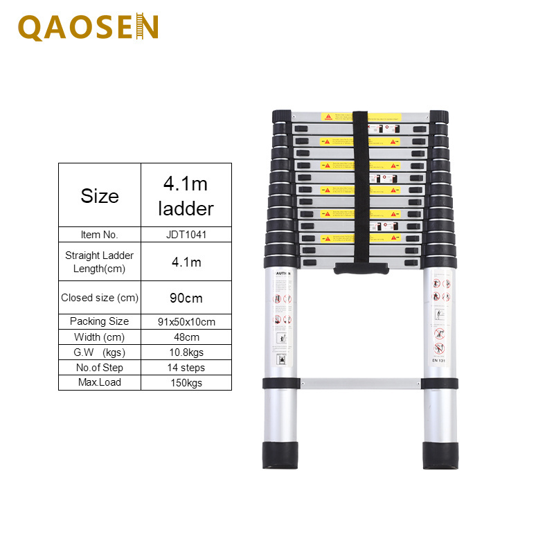 4.1m Single Telescopic Ladder Household Stable Ladder Stairs EN131