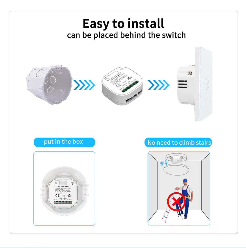 RF433 Wifi  Kinetic Switch and Receiver No Battery Require Remote Control Switches 110 V Waterproof Smart Switch Module