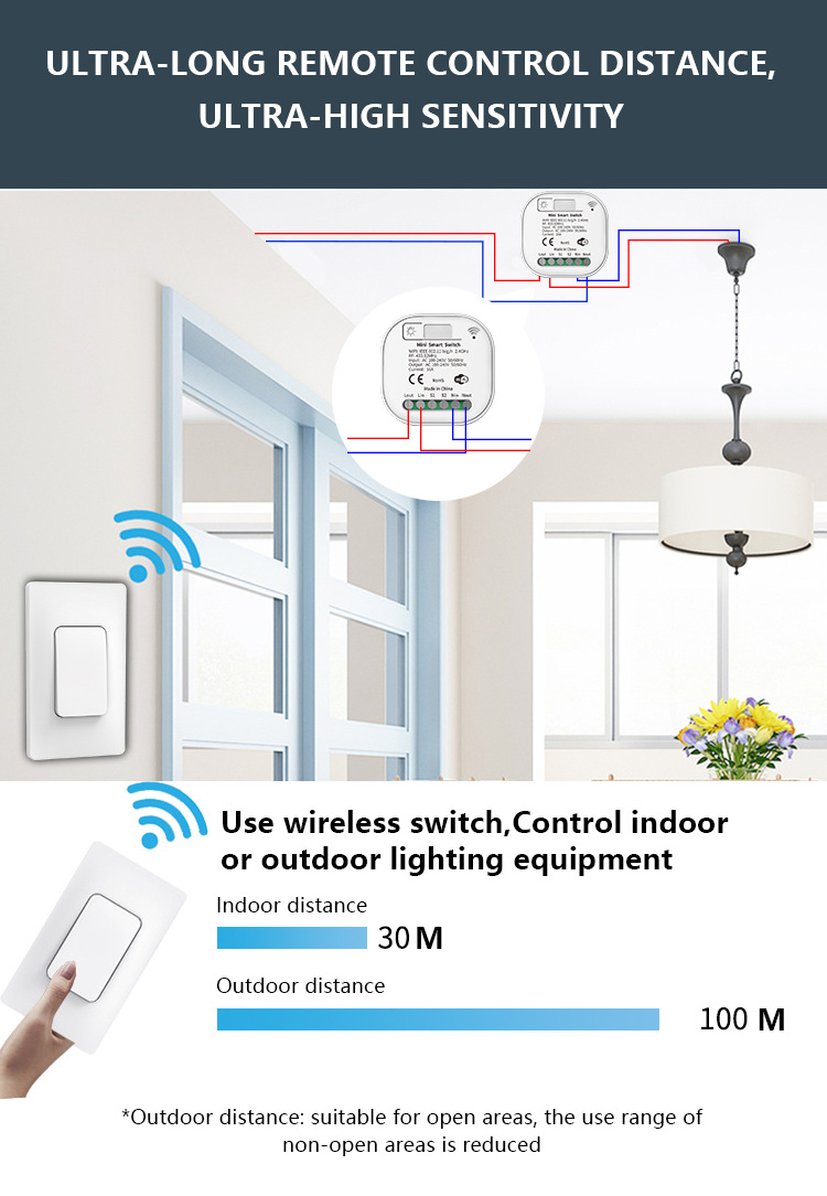 RF433 Wifi  Kinetic Switch and Receiver No Battery Require Remote Control Switches 110 V Waterproof Smart Switch Module