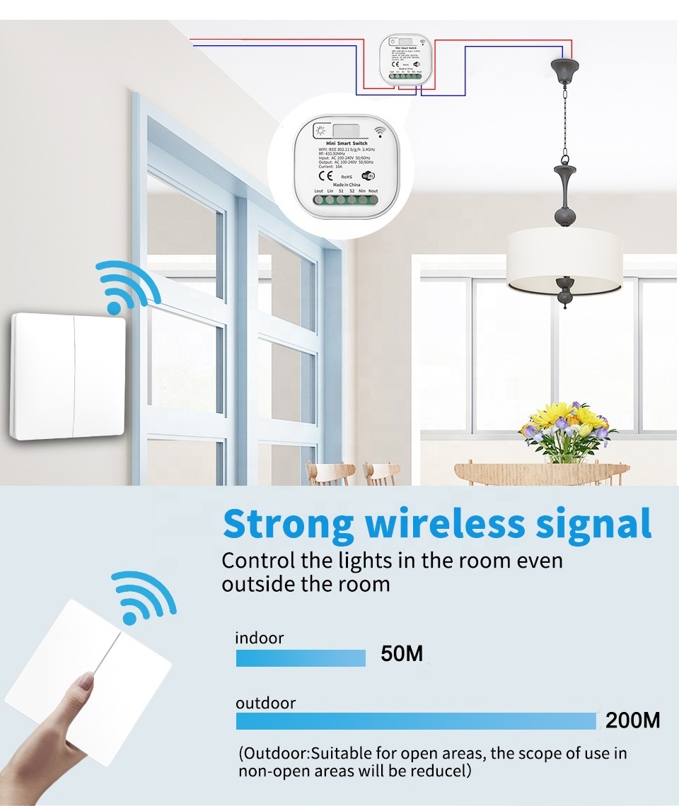 Waterproof  Kinetic Switch Tuya  RF433 & WIFI  Eu 16A 230V  86 Type Smart Home No Battery wireless self powered kinetic switch