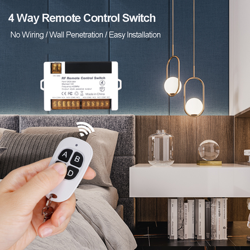 5-30 DC  4 Way 1000 M  Wireless Rf Remote Control Switch 12V 1/2/3/4 Key Smart Home Remote Control Switch For Fan And Light