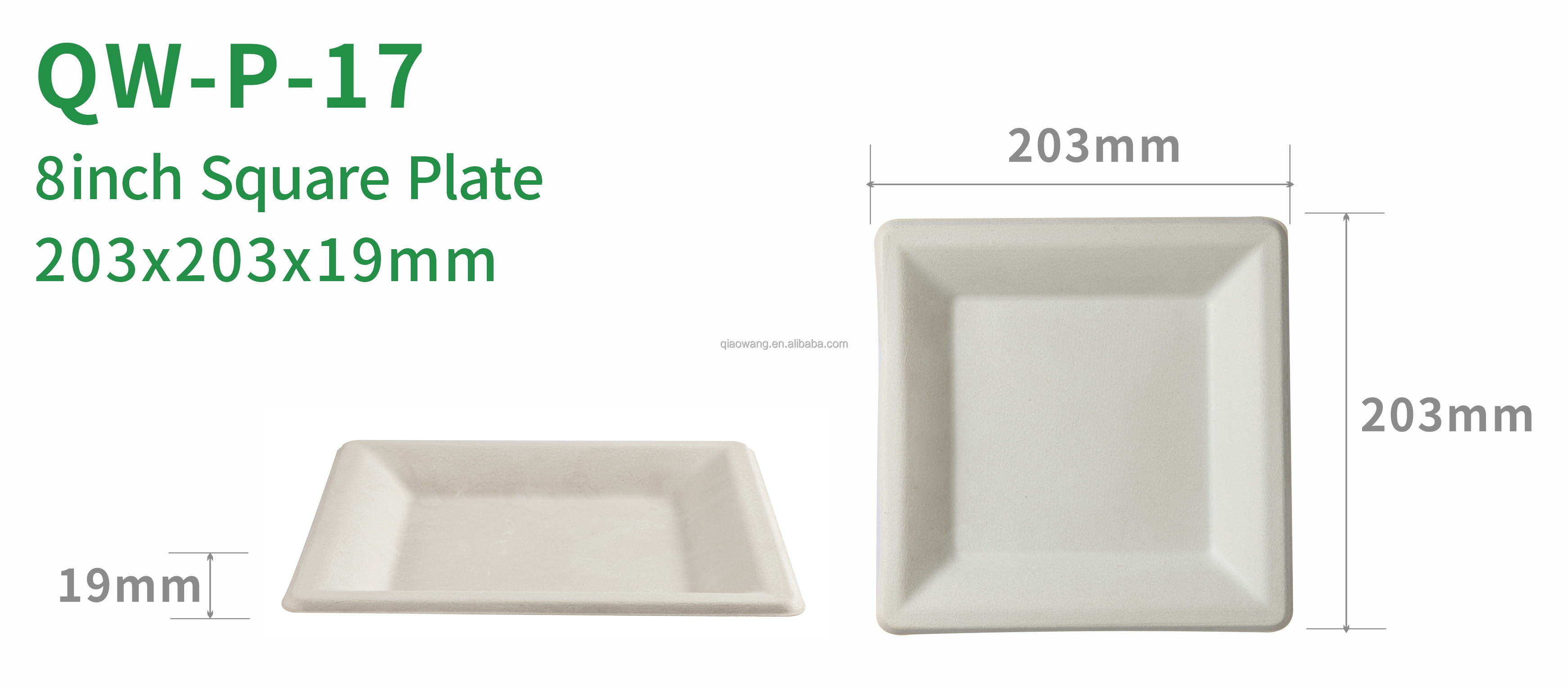 100 % biodegradable plate square bagasse plate set sugarcane fiber paper dishes