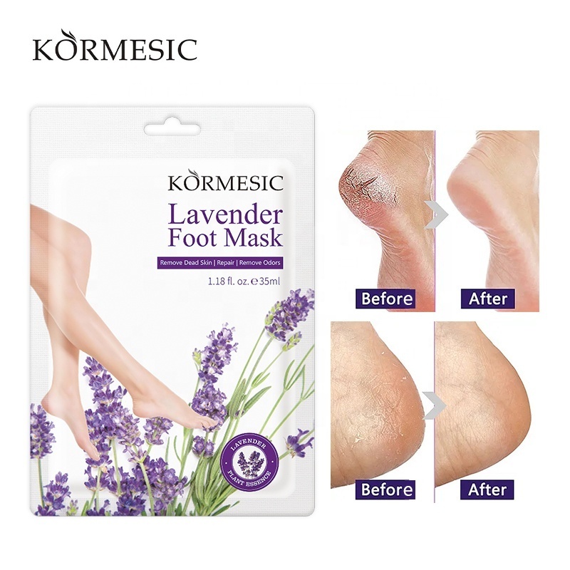 KORMESIC Custom private label natural organic lavender foot peel mask peeling nourishing exfoliating foot mask