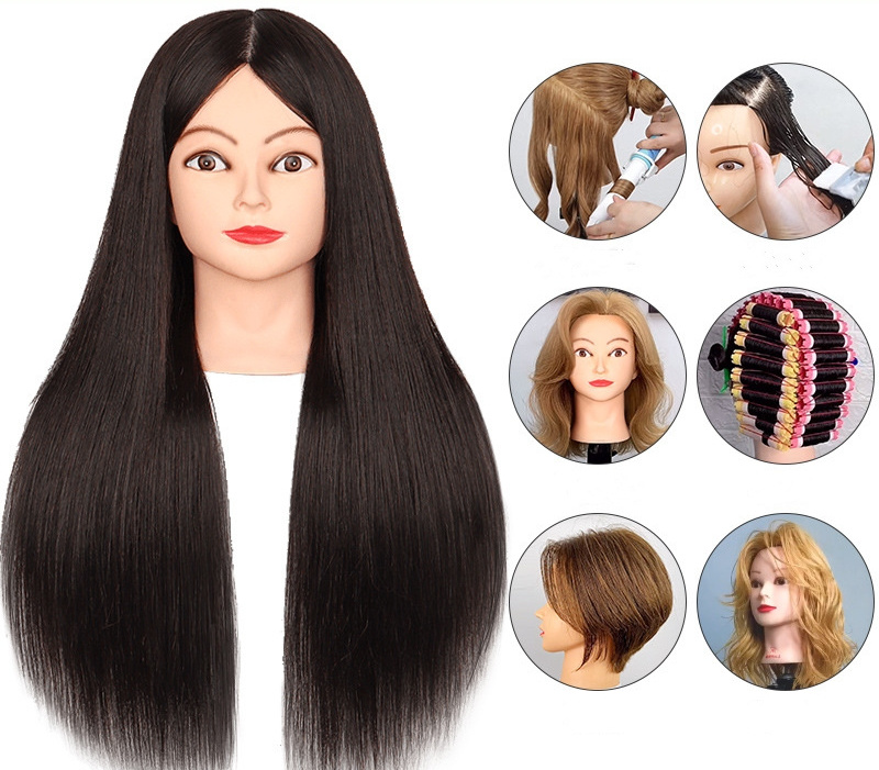 Wholesale Cheap Price Long Synthetic Human Hair Mannequin Head Blonde 30 Straight Hair Female Doll for Men Hair Cutting Dummy