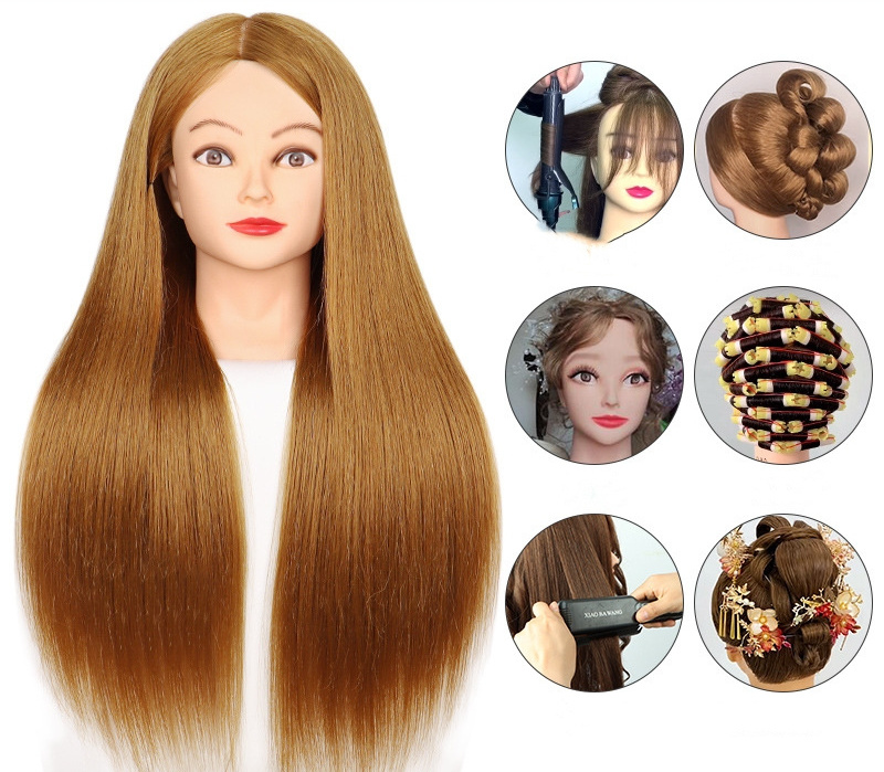 Wholesale Cheap Price Long Synthetic Human Hair Mannequin Head Blonde 30 Straight Hair Female Doll for Men Hair Cutting Dummy