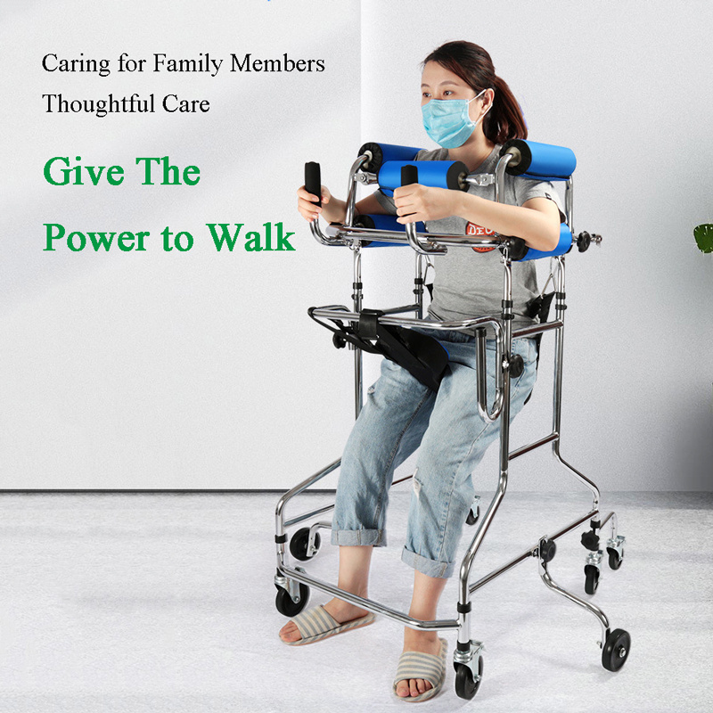 Rehabilitation Training Equipment Walking Aid Rollator Eight Wheels Elderly Stroke Hemiplegia Walker for Disable