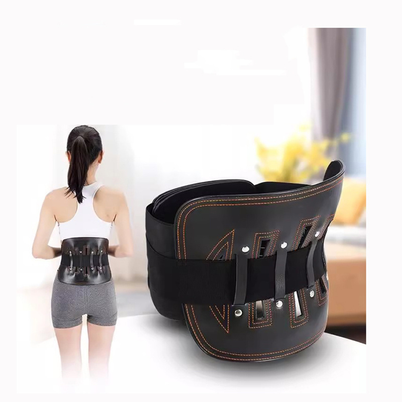 Lumbar Protection Belt Sacral Back Spine Decompression Brace Curved Steel Leather Adult Lumbar Support Waist Support