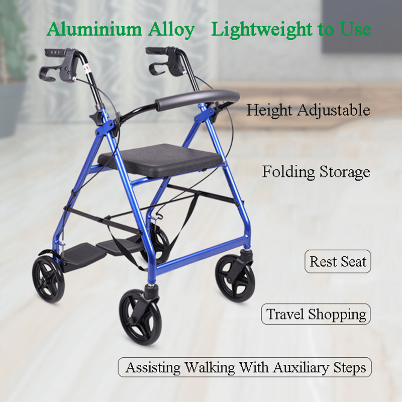 High Quality Medical Aluminium Durable Forearm Adjustable Upright Adult Rollator Walker For Elderly