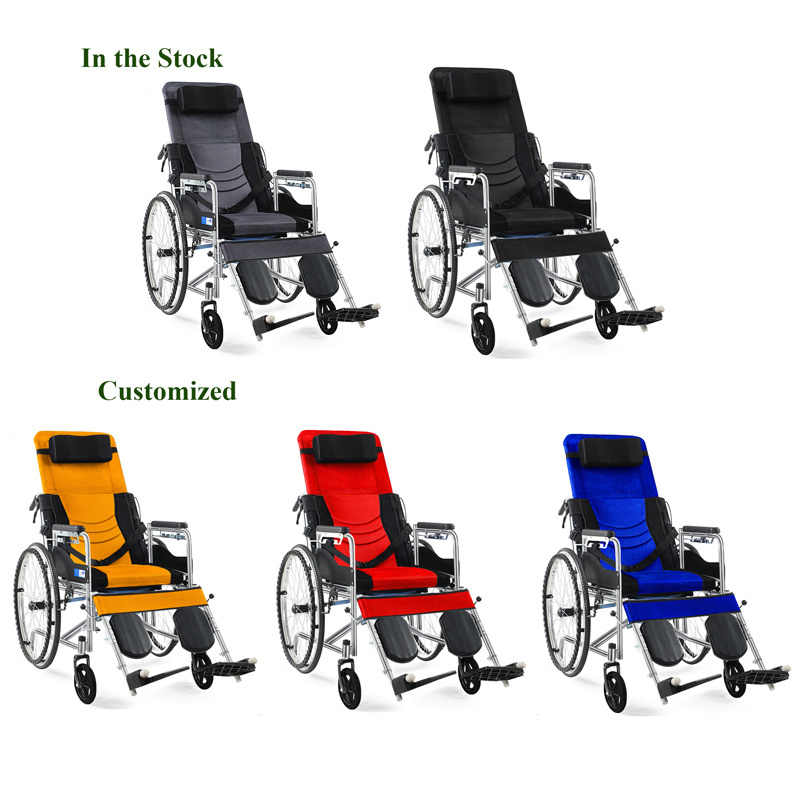 Foldable Motorized Handcycle Mobility Chair Manual wheelchair comfortable Steel Tube design full bed Wheelchair for sale price