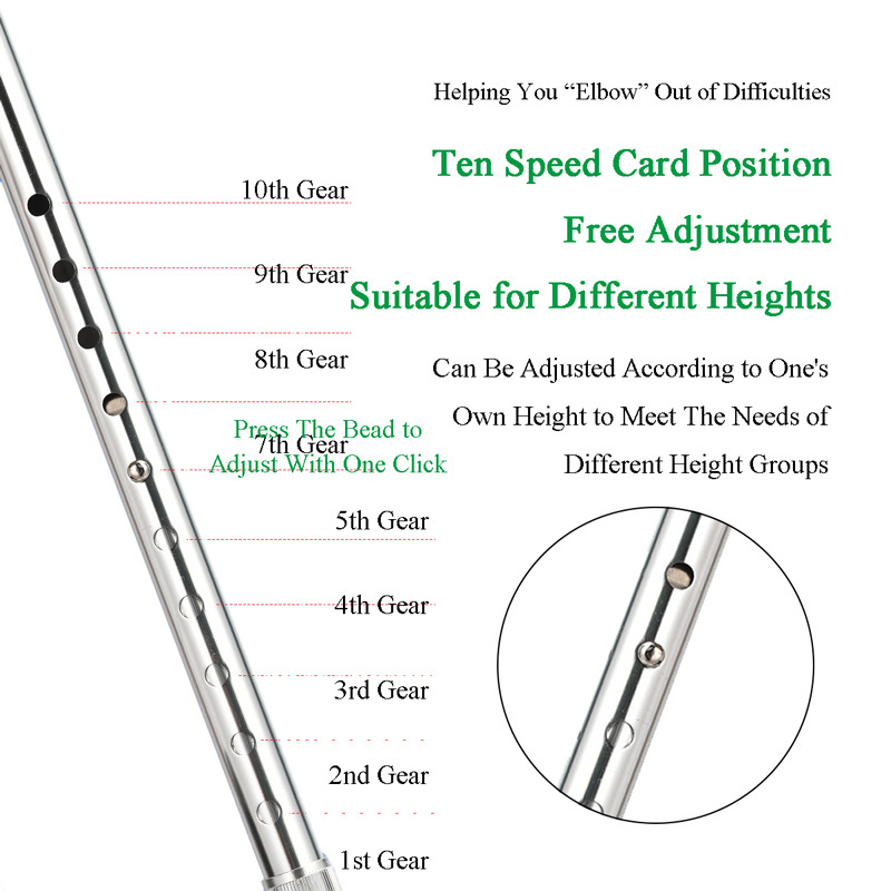 Wholesale Aluminium Single Hand Forearm Crutches Adjustable Elbow Underarm Walking Cane