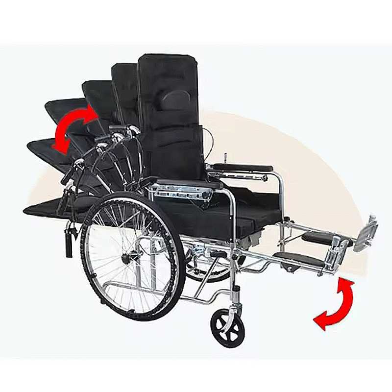 Foldable Motorized Handcycle Mobility Chair Manual wheelchair comfortable Steel Tube design full bed Wheelchair for sale price