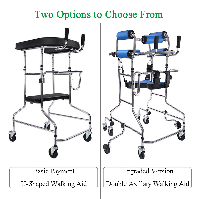 Rehabilitation Training Equipment Walking Aid Rollator Eight Wheels Elderly Stroke Hemiplegia Walker for Disable