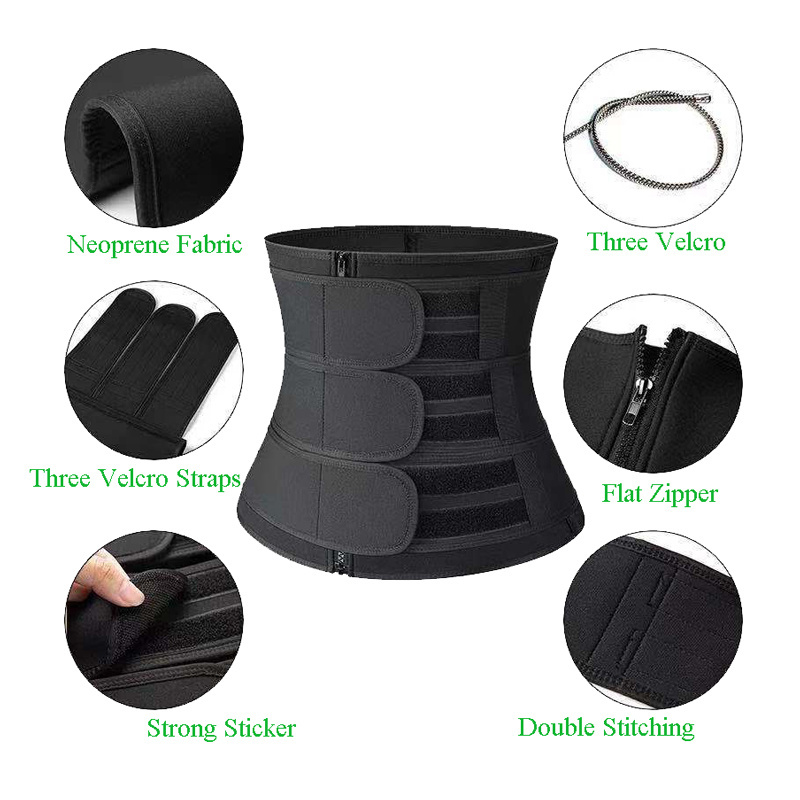 Wholesale OEM ODM Waist Trainer Belt Band Zip Three Dual Straps Stock Lumbar Support Girdle for Men And Women