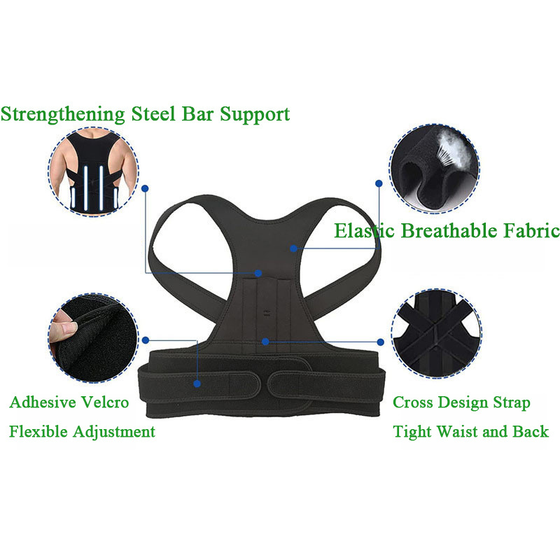 Men's Back Posture Corrector Back Braces Belts Lumbar Support Strap Posture Corset Adjustable Back Straightener