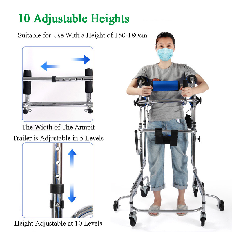 Rehabilitation Training Equipment Walking Aid Rollator Eight Wheels Elderly Stroke Hemiplegia Walker for Disable