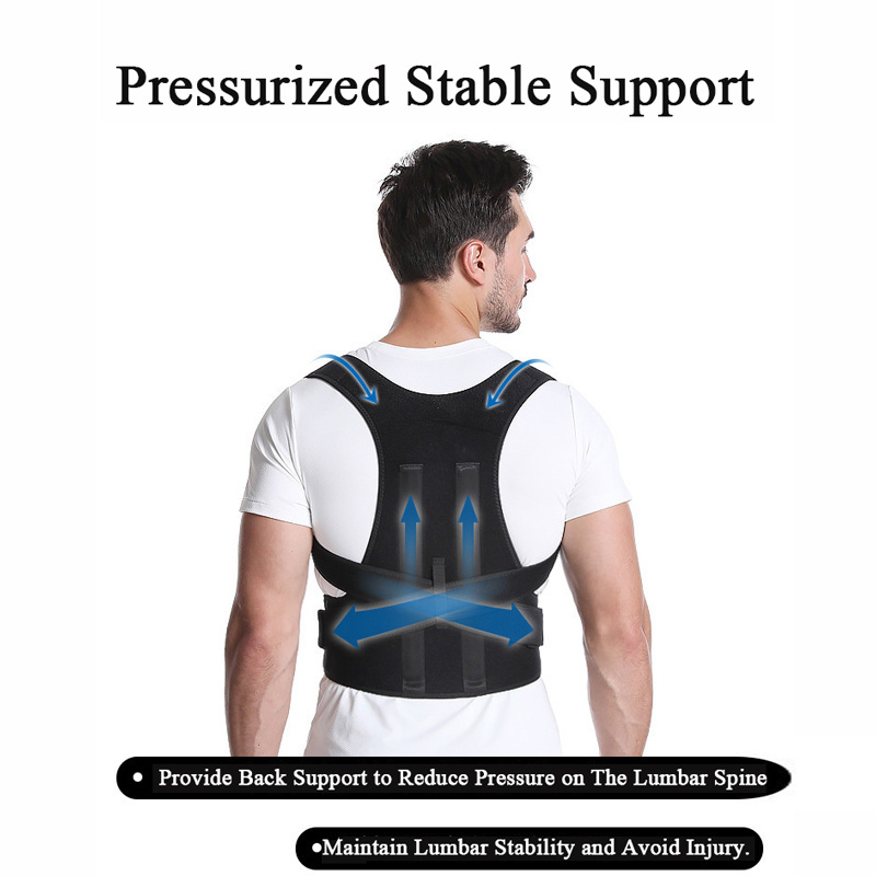 Men's Back Posture Corrector Back Braces Belts Lumbar Support Strap Posture Corset Adjustable Back Straightener