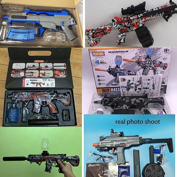 Electric gel bullet water beads toy gun M416 AKM-47 shooting game splatter ball gel ball blaster guns set