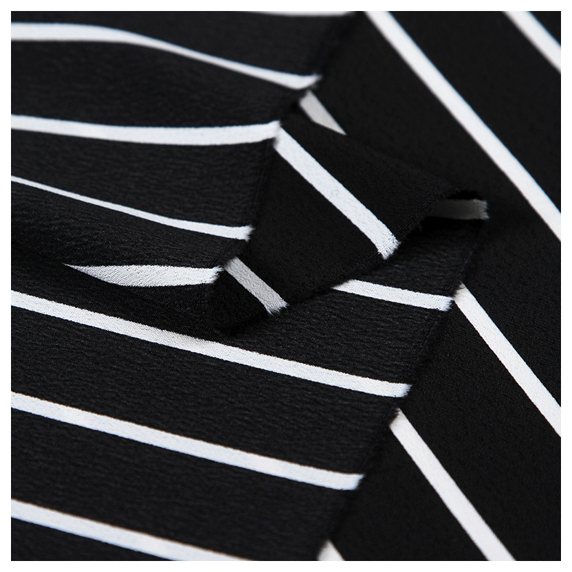 high quality Black and White plain Chiffon Striped Print dress Shirt Fabric