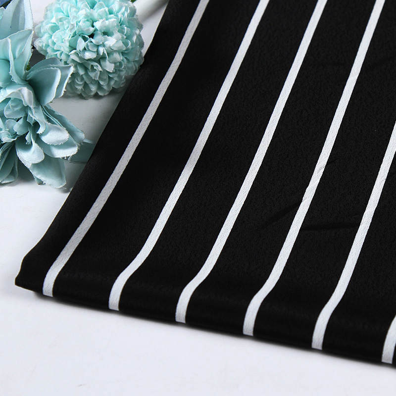 high quality Black and White plain Chiffon Striped Print dress Shirt Fabric