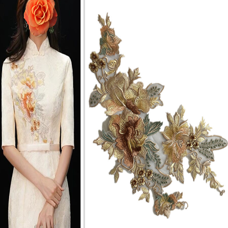 Wholesale Chinese Style High-grade Organza Applique Flower Embroidery Clothing Patches