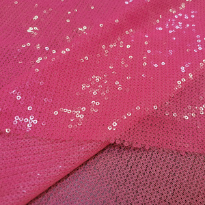 New Arrival Aztec Glitter Popular Flower 3mm Fuchsia Embroidery Sequin Mesh Tulle Net Tiled Fabric For Evening Clothes And Shoes