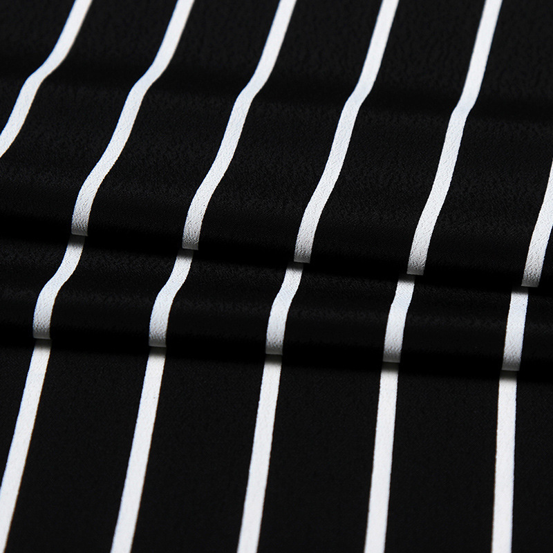 high quality Black and White plain Chiffon Striped Print dress Shirt Fabric