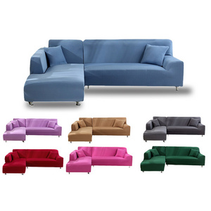 New Design Nordic Solid Color Large Size 7 Seater Chaise Corner Sectional Elastic Slipcover Stretch L Shape Sofa Couch Cover