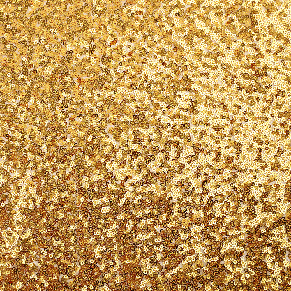 New Arrival Fashion Design Embroidery Woven Mesh 3mm Shimmer Gold Sequin Fabric