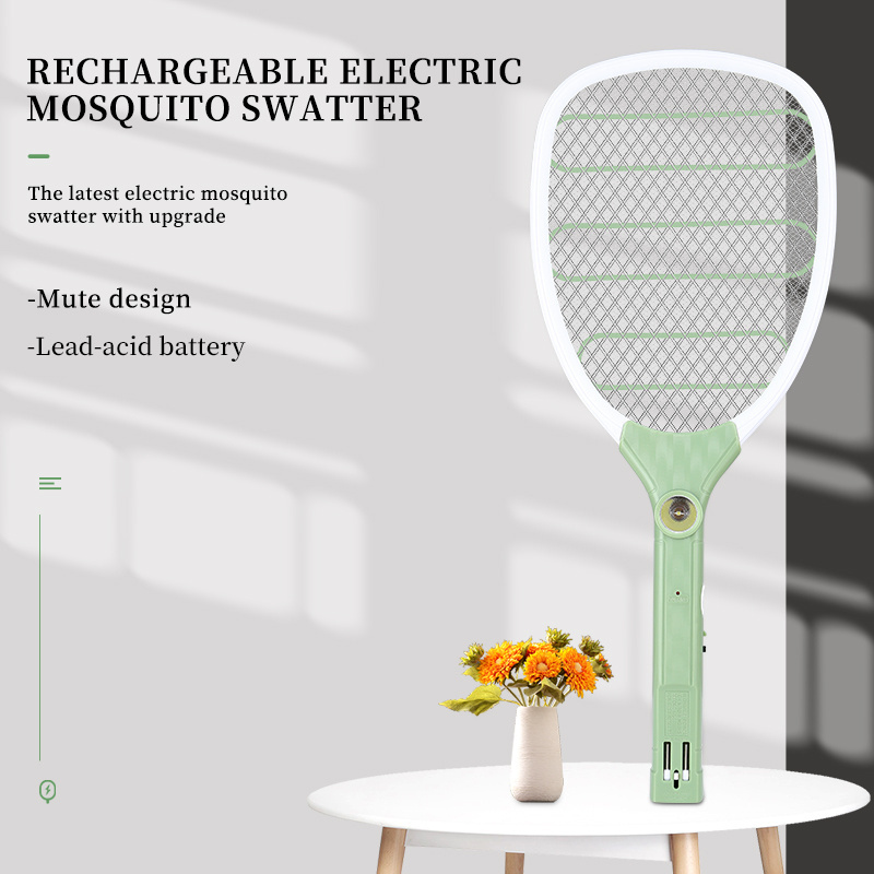 Portable Rechargeable Electric Mosquito Swatter Racket  files killer tarp  Fly Bug Zapper Pest Control with LED