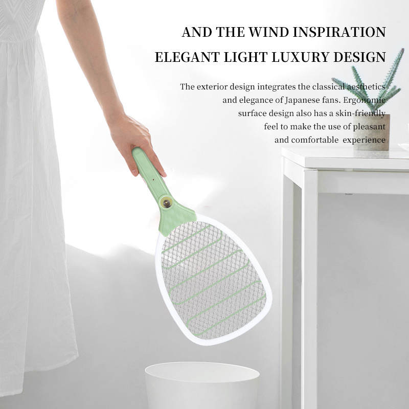 Portable Rechargeable Electric Mosquito Swatter Racket  files killer tarp  Fly Bug Zapper Pest Control with LED