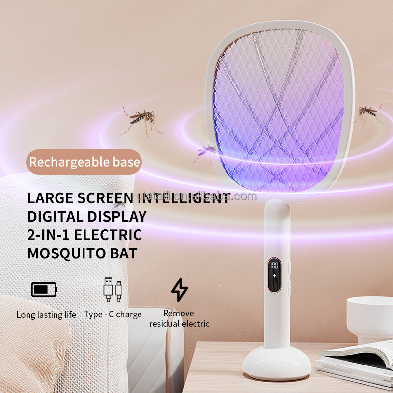 QIATAILI Tpye-C 2 in 1 Electric Fly Swatter KC Lithium Battery Bug Zapper Rechargeable Electronic Mosquitos Flies Killer