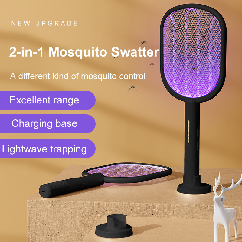 QIATAILI 2 in 1 Electronic Pest Control Type-C Mosquitoes Killing Lamp Rechargeable Electric Mosquito Killer Swatter