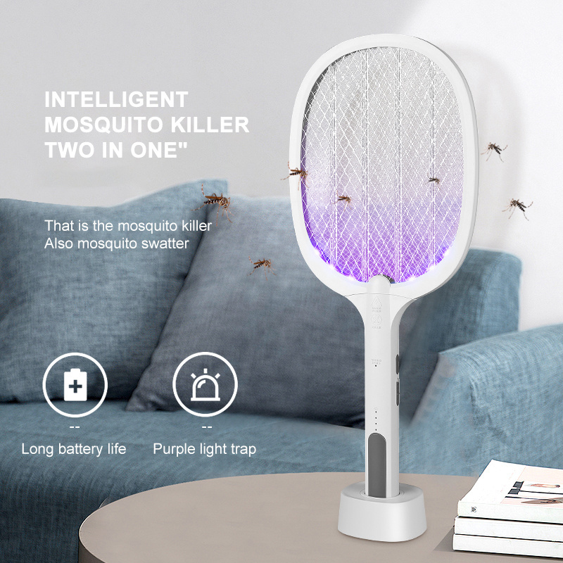 Factory Direct Sale Mosquito Killer Lamp UV Led Electric 2 In 1 Swatter USB Electric Mosquito Zapper 2022