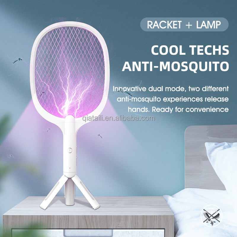 QIATAILI New Arrival two in one electric mosquito killer swatter fly swatter 2 in 1  mosquito catcher