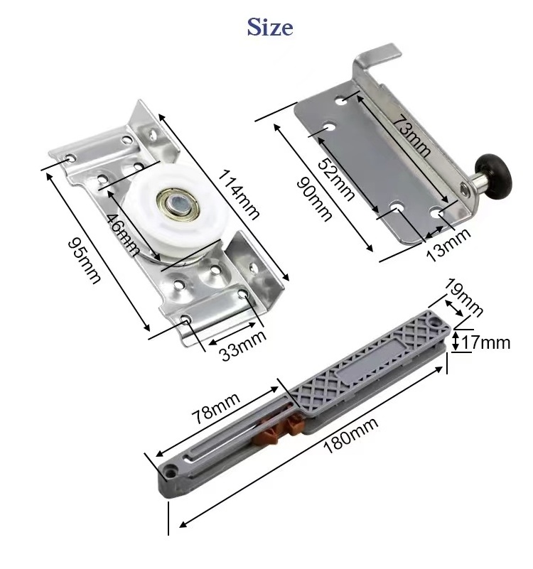 High Quality Shower Room Frameless Sliding Door Soft Closing Hanging Rollers Wheels Sliding Door System