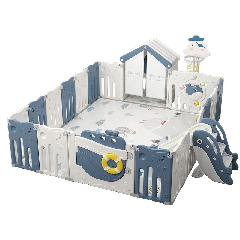 MIGO BEAR New Product Plastic Ocean Playpen Popular Playpen Foldable Large Kids Indoor Fence With Swing And Slide