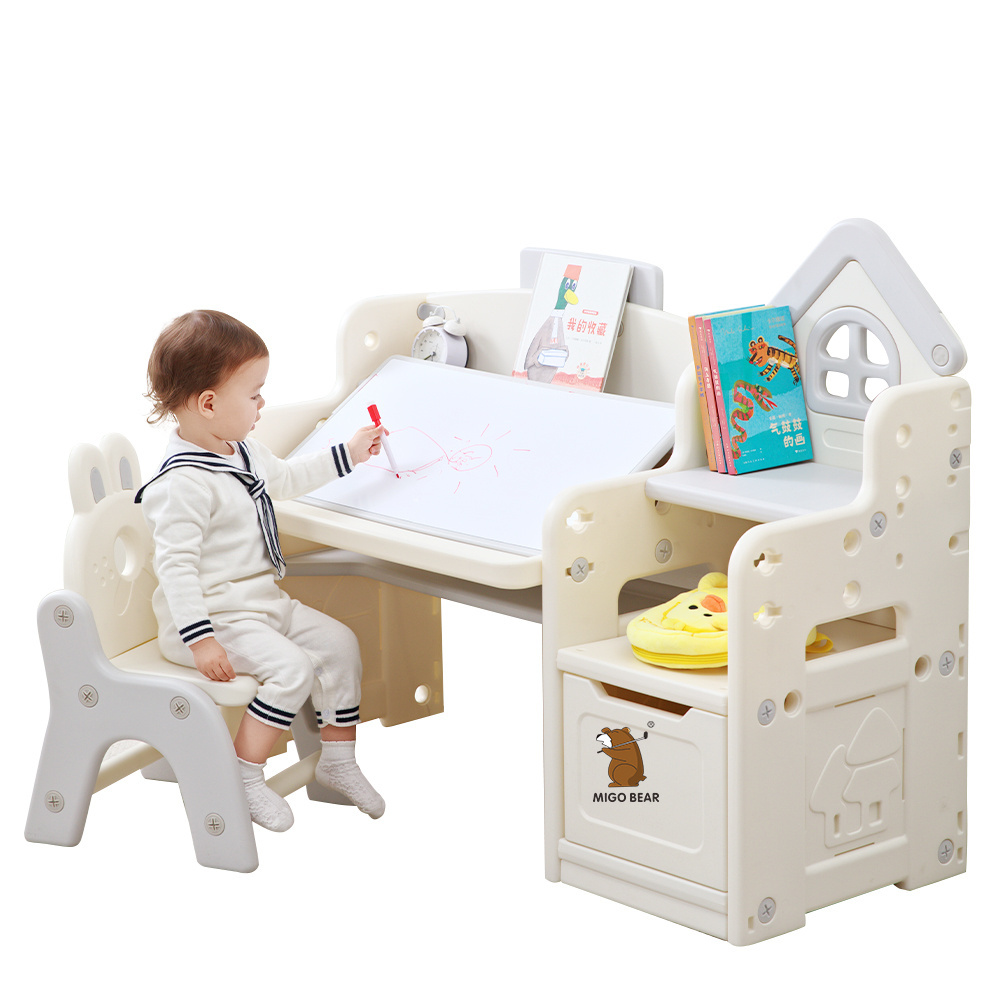 MIGO BEAR Baby Folding Event Children's Learning drawing Plastic Game Organizer Desk Kids Ergonomic Study Table and Chair Sets