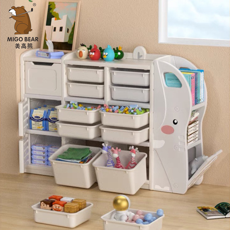 Kids Furniture Custom Plastic Movable Baby Chest Corner Cupboard Rack Drawer Toys Storage Children Cabinets For Kindergarten Use