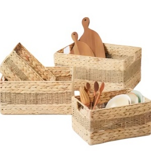 Wholesale 4 Pcs Wicker Water Hyacinth Mixed Sea Sea Sedge Set Old House Basket Decoration