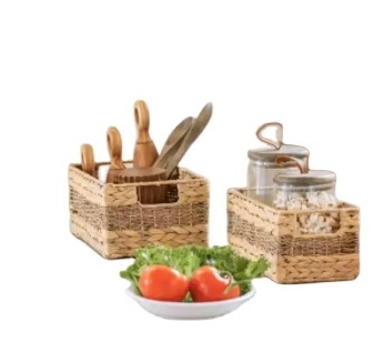 Wholesale 4 Pcs Wicker Water Hyacinth Mixed Sea Sea Sedge Set Old House Basket Decoration